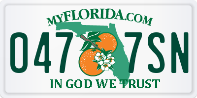 FL license plate 0477SN