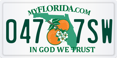 FL license plate 0477SW