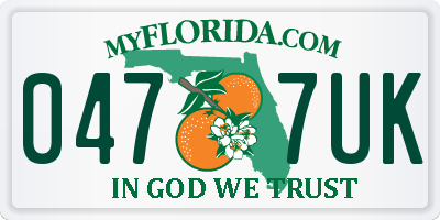 FL license plate 0477UK