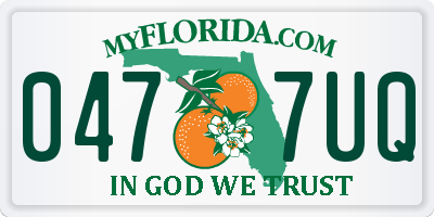 FL license plate 0477UQ