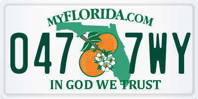 FL license plate 0477WY
