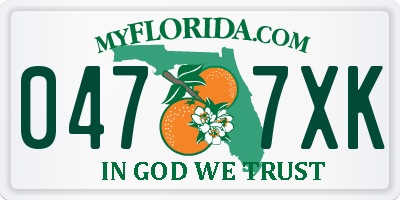 FL license plate 0477XK