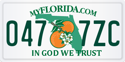 FL license plate 0477ZC