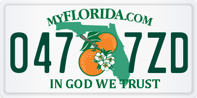 FL license plate 0477ZD