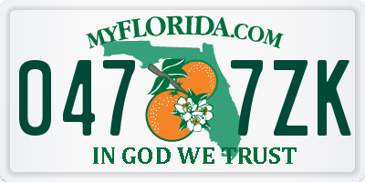 FL license plate 0477ZK