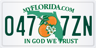 FL license plate 0477ZN