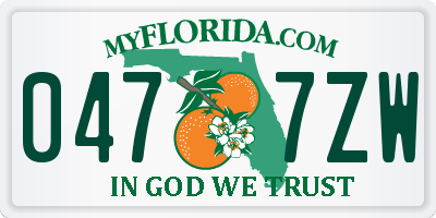 FL license plate 0477ZW