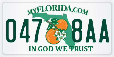 FL license plate 0478AA