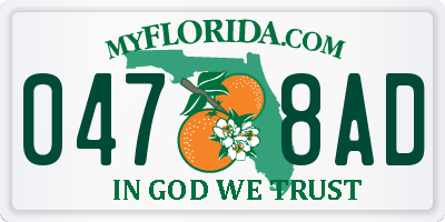 FL license plate 0478AD