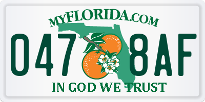 FL license plate 0478AF