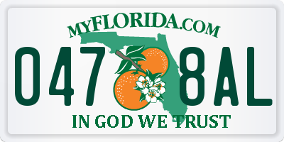 FL license plate 0478AL