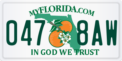 FL license plate 0478AW