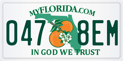 FL license plate 0478EM