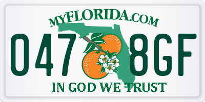 FL license plate 0478GF