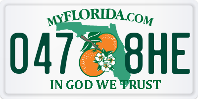 FL license plate 0478HE