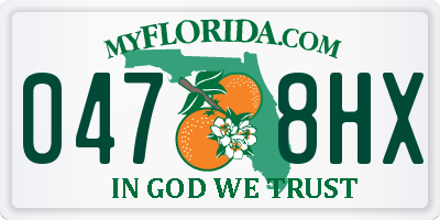 FL license plate 0478HX