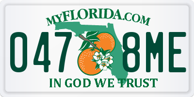 FL license plate 0478ME