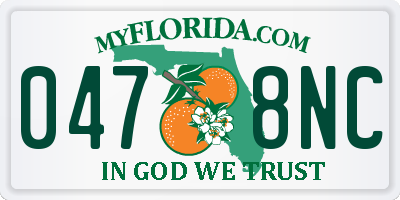 FL license plate 0478NC
