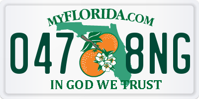 FL license plate 0478NG
