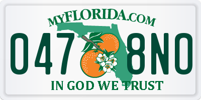 FL license plate 0478NO