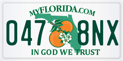 FL license plate 0478NX