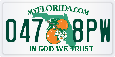FL license plate 0478PW