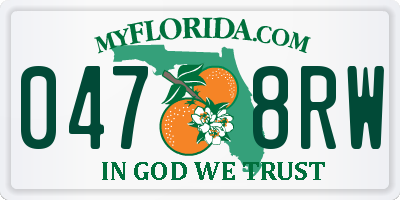 FL license plate 0478RW