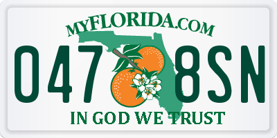 FL license plate 0478SN