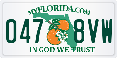 FL license plate 0478VW