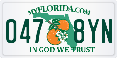 FL license plate 0478YN