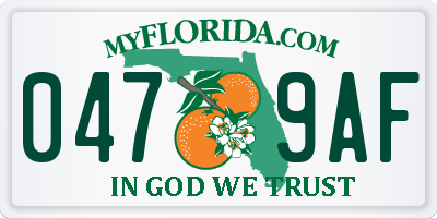 FL license plate 0479AF