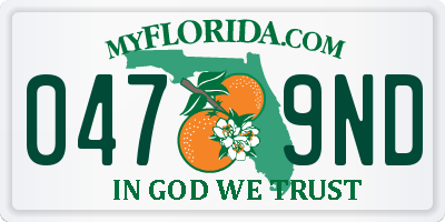 FL license plate 0479ND