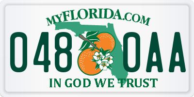 FL license plate 0480AA