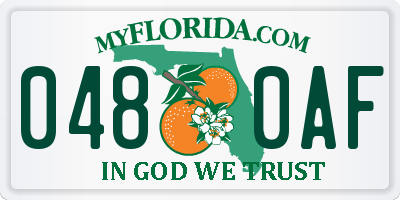 FL license plate 0480AF