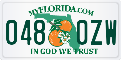 FL license plate 0480ZW