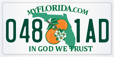 FL license plate 0481AD
