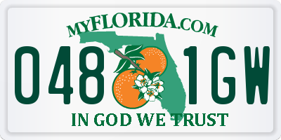FL license plate 0481GW
