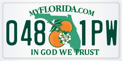 FL license plate 0481PW