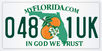 FL license plate 0481UK