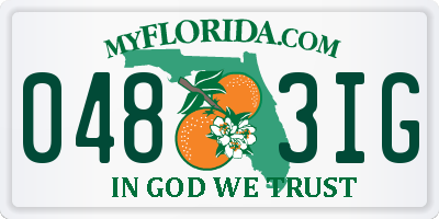 FL license plate 0483IG