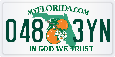 FL license plate 0483YN