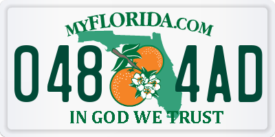 FL license plate 0484AD