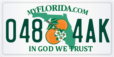 FL license plate 0484AK