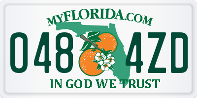 FL license plate 0484ZD