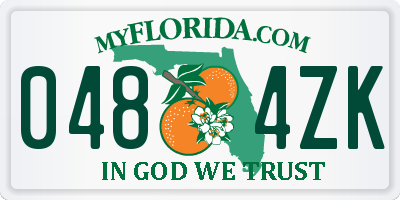 FL license plate 0484ZK