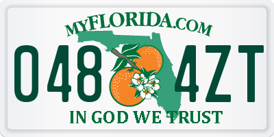 FL license plate 0484ZT