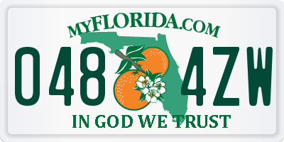 FL license plate 0484ZW