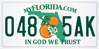 FL license plate 0485AK