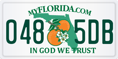 FL license plate 0485DB