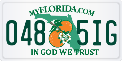 FL license plate 0485IG